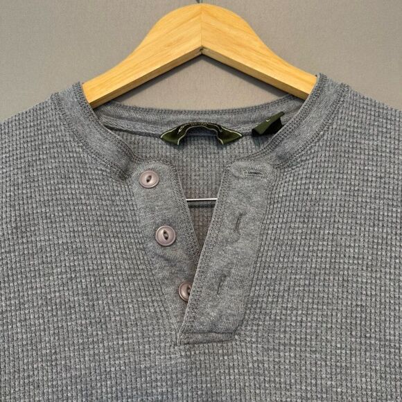L.L. Bean Adult Thermal Henley Long Sleeve Sweater Gray Size Large 100% Cotton - Picture 2 of 9